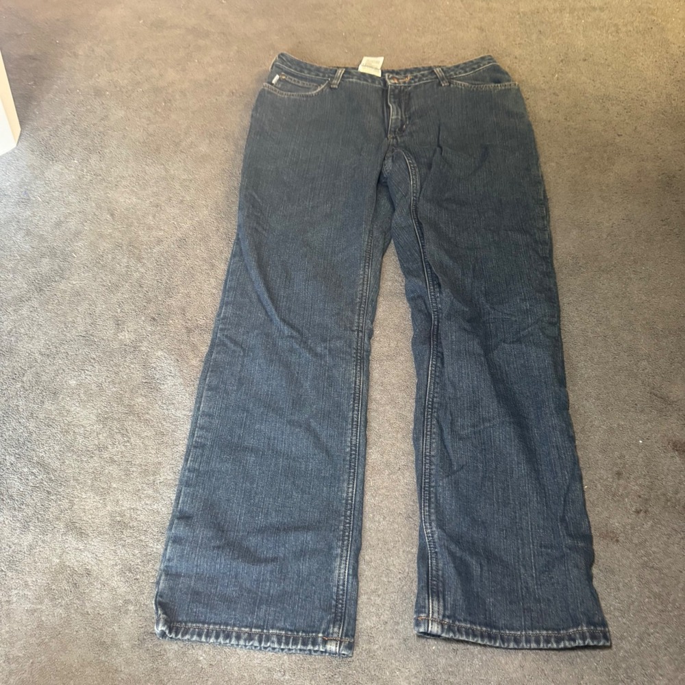 Carhartt Flannel Lined Jeans Womens 12x32 Relaxed Fit Plaid Denim WB022 ADT Blue
